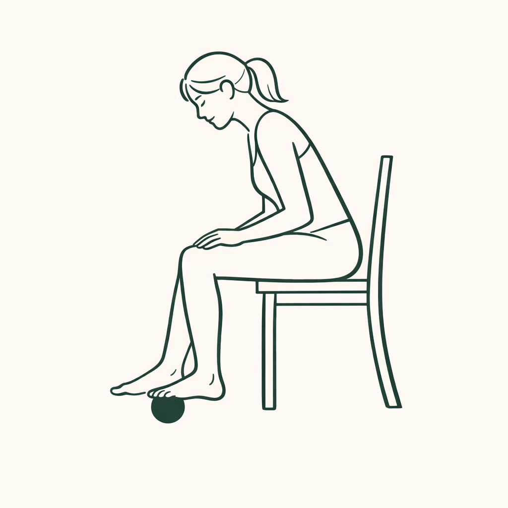 Auto-massage du pied à la balle, posture assise active