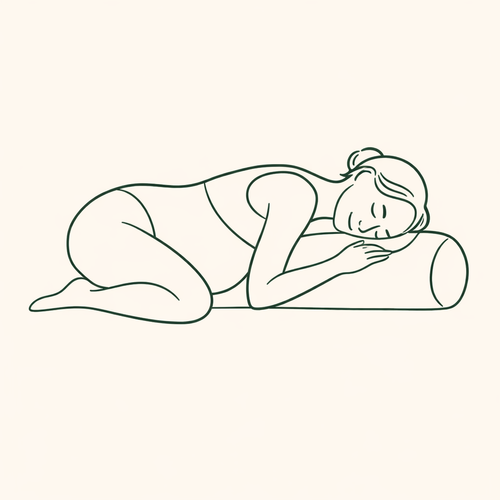 Posture de l'enfant adaptée à la grossesse avec bolster