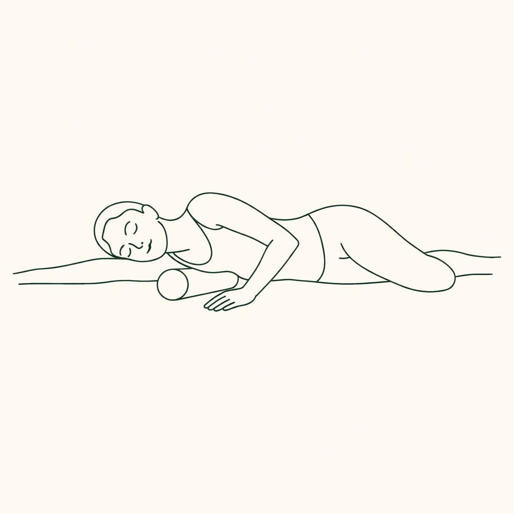 Massage du grand dorsal au rouleau en position latérale