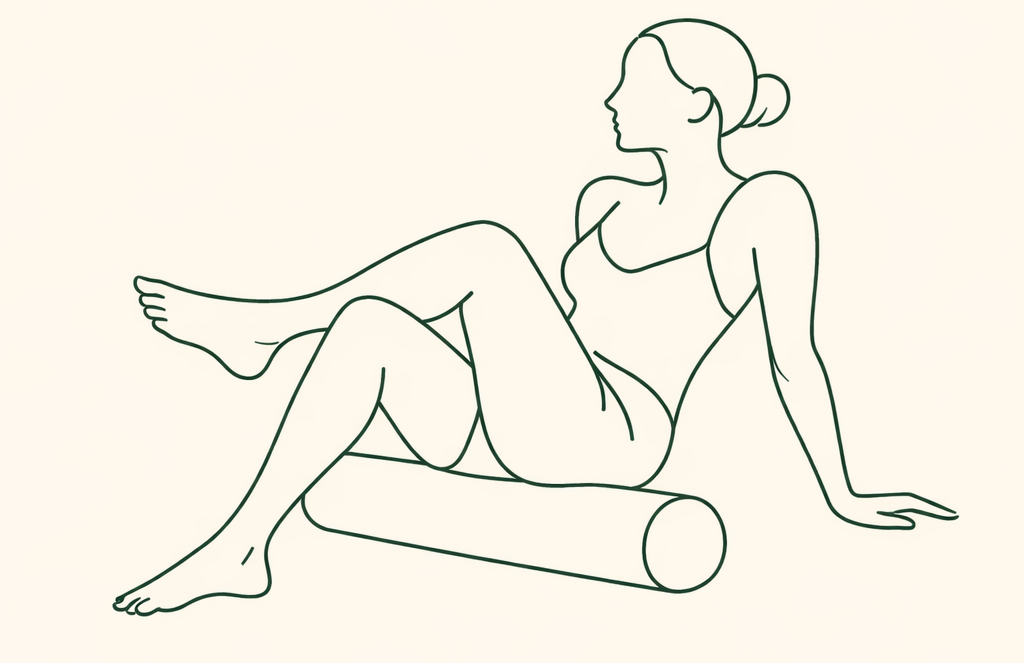 Illustration au trait de la position foam rolling fessiers et piriforme