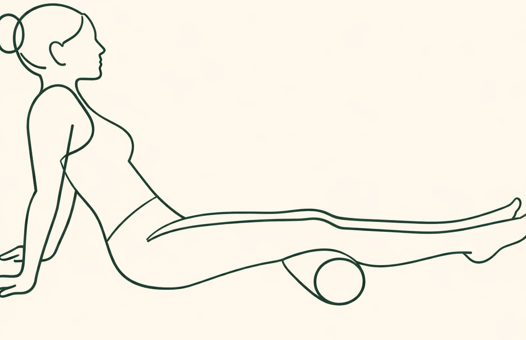Illustration au trait de la position foam rolling mollets