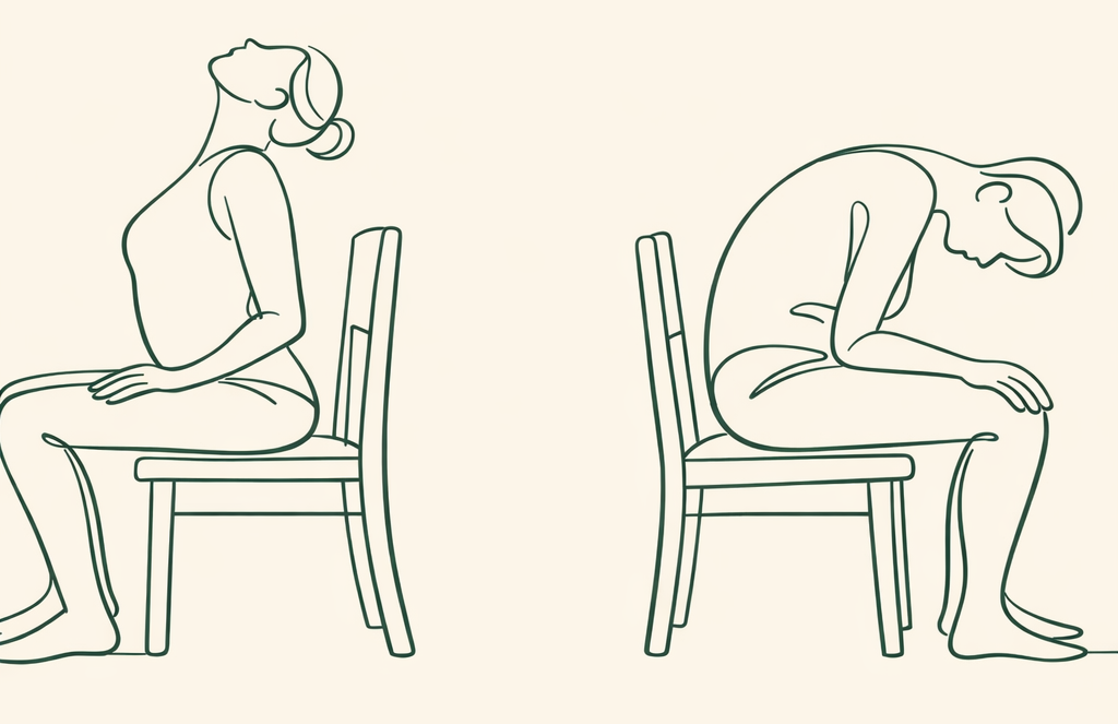 Posture chat-vache assis sur chaise
