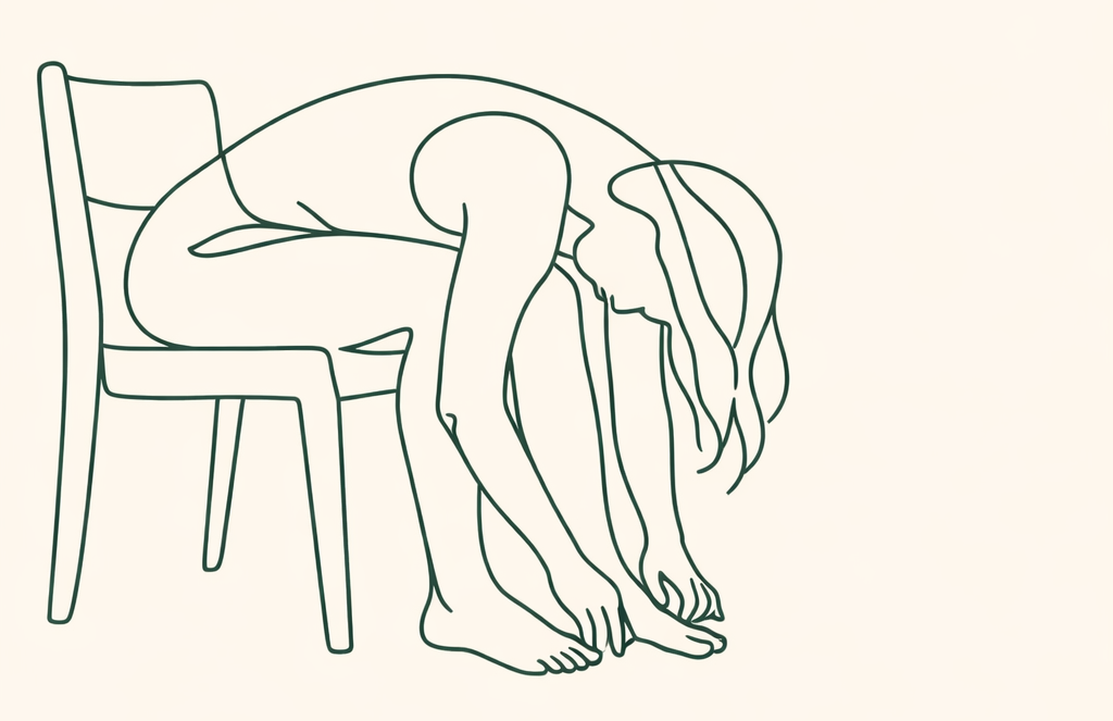 Posture flexion avant douce sur chaise