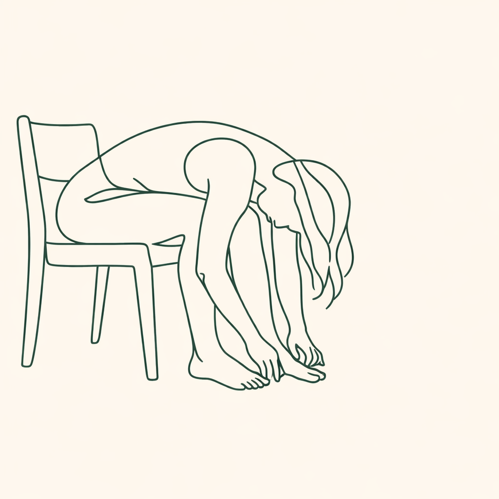 Posture flexion avant douce sur chaise