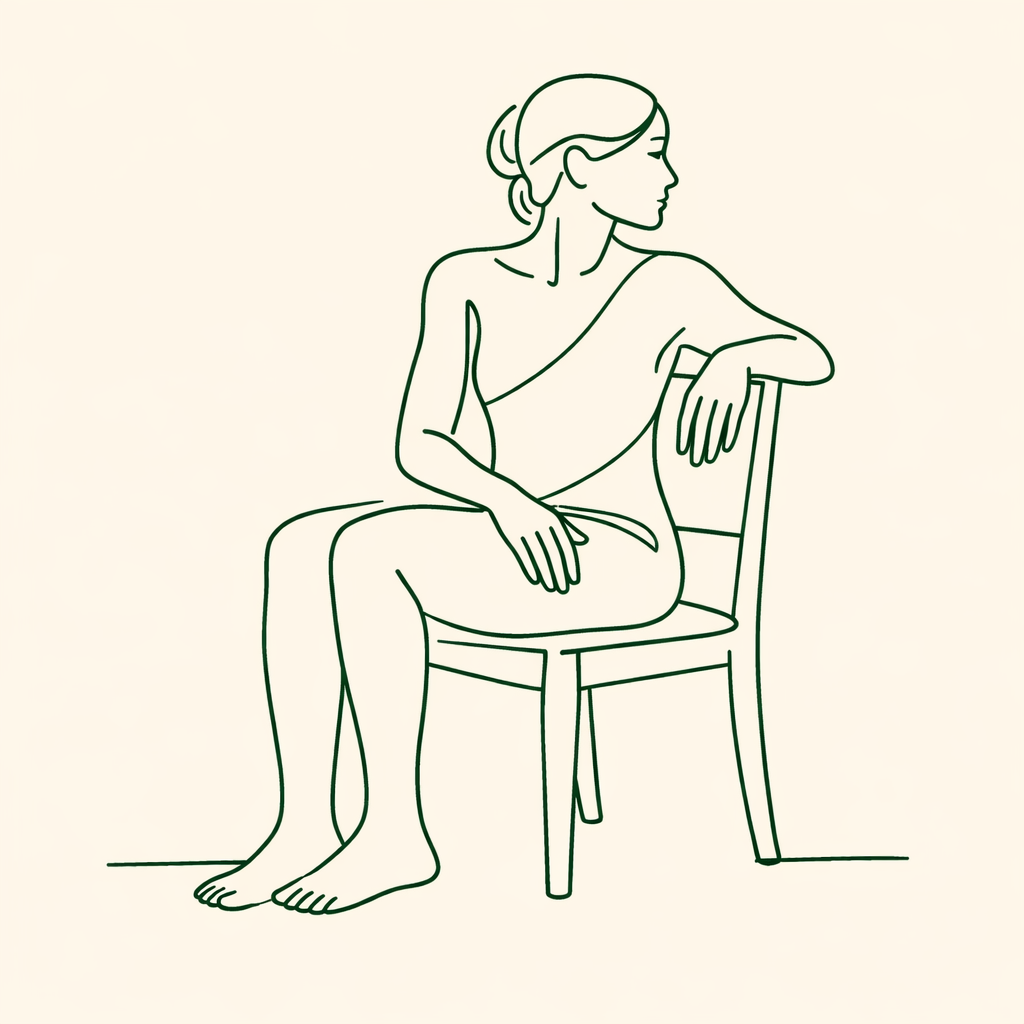 Posture torsion assise sur chaise