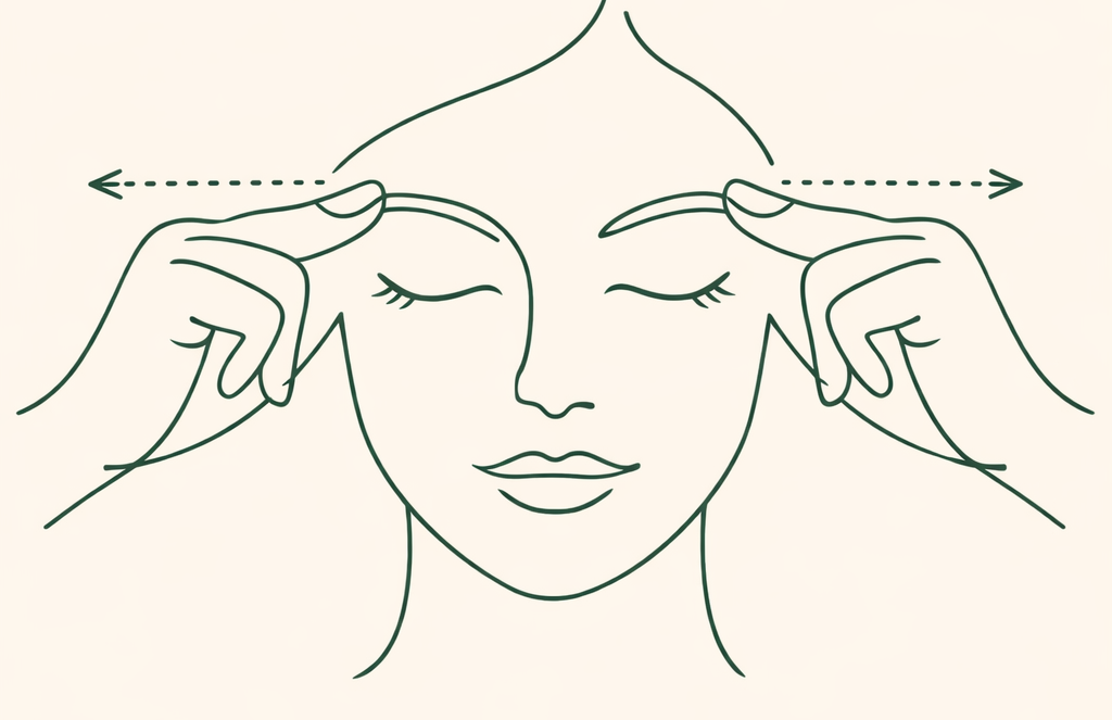 Lissage du front et des sourcils avec les pouces