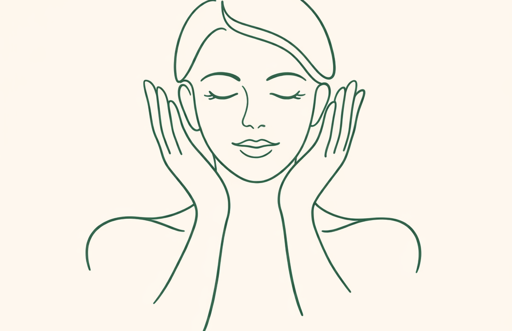 Geste réveil du visage mains en coque