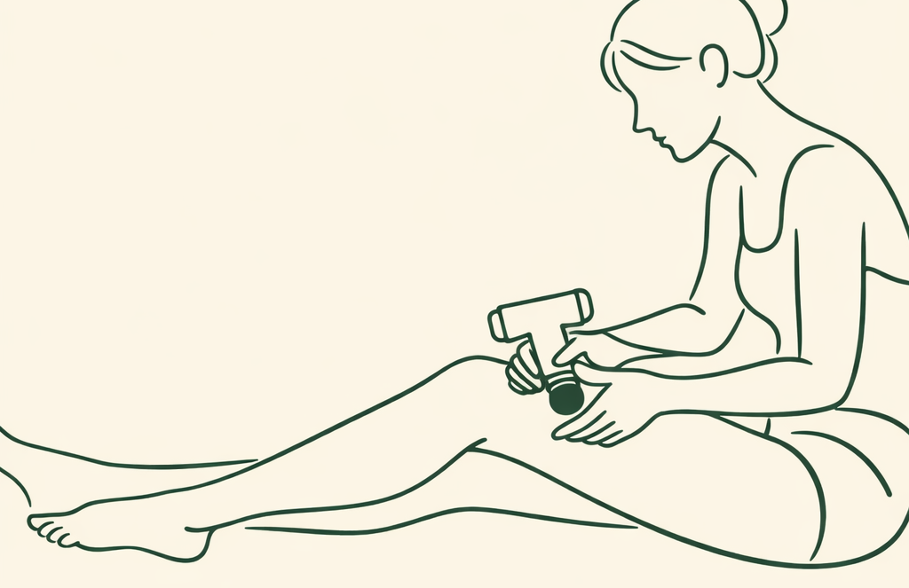 Pistolet de massage sur les quadriceps