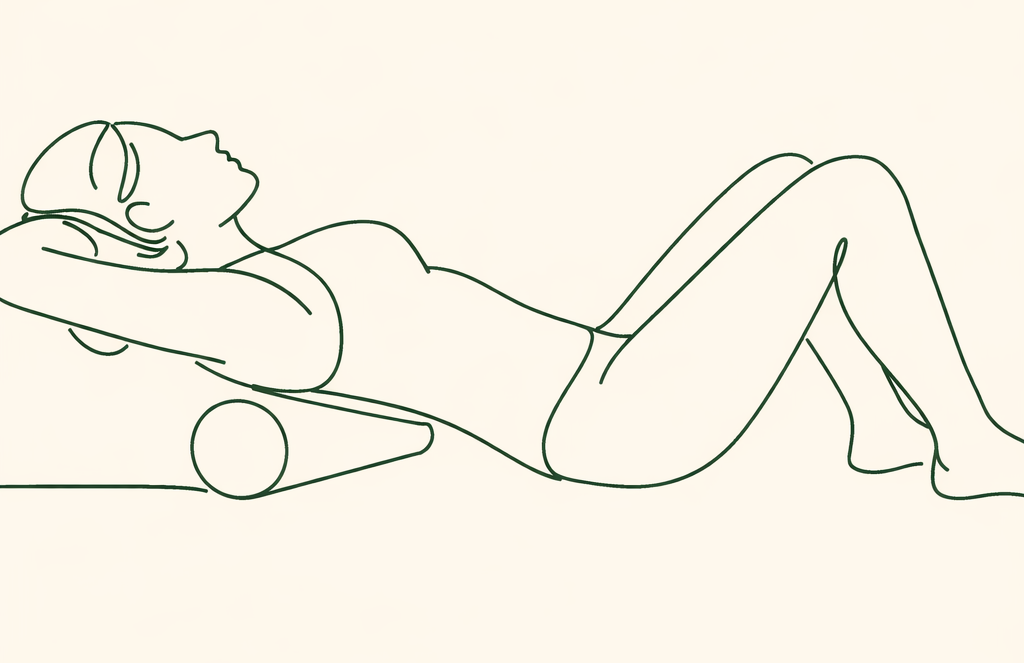 Position échauffement haut du dos au foam roller