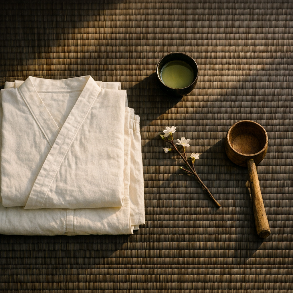 Composition éditoriale évoquant le massage shiatsu japonais